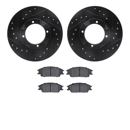 DYNAMIC FRICTION CO 8302-03005, Rotors-Drilled and Slotted-Black with 3000 Series Ceramic Brake Pads, Zinc Coated 8302-03005